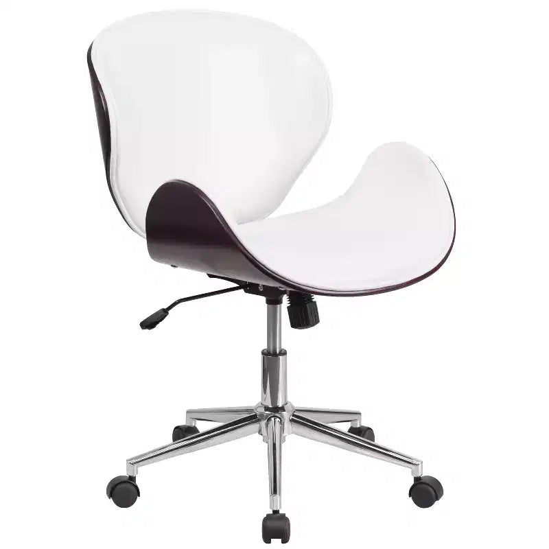 Mid-Back Wood Conference Office Chair with Leathersoft Seat