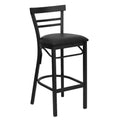 Two-Slat Ladder Back Metal Bar Stool with Vinyl Upholstered Seat
