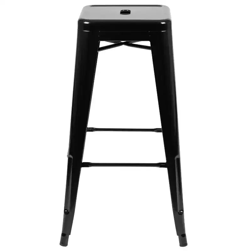 30" Metal Bar Stool, Backless, Stackable, Set of 4 – Seat 12"W x 12"D, 440 lb Capacity