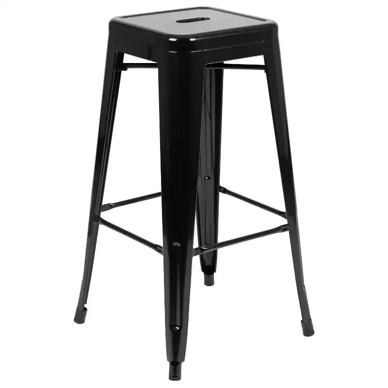 30" Metal Bar Stool, Backless, Stackable, Set of 4 – Seat 12"W x 12"D, 440 lb Capacity