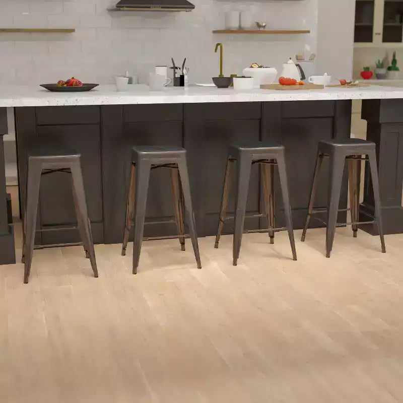 30" Metal Bar Stool, Backless, Stackable, Set of 4 – Seat 12"W x 12"D, 440 lb Capacity