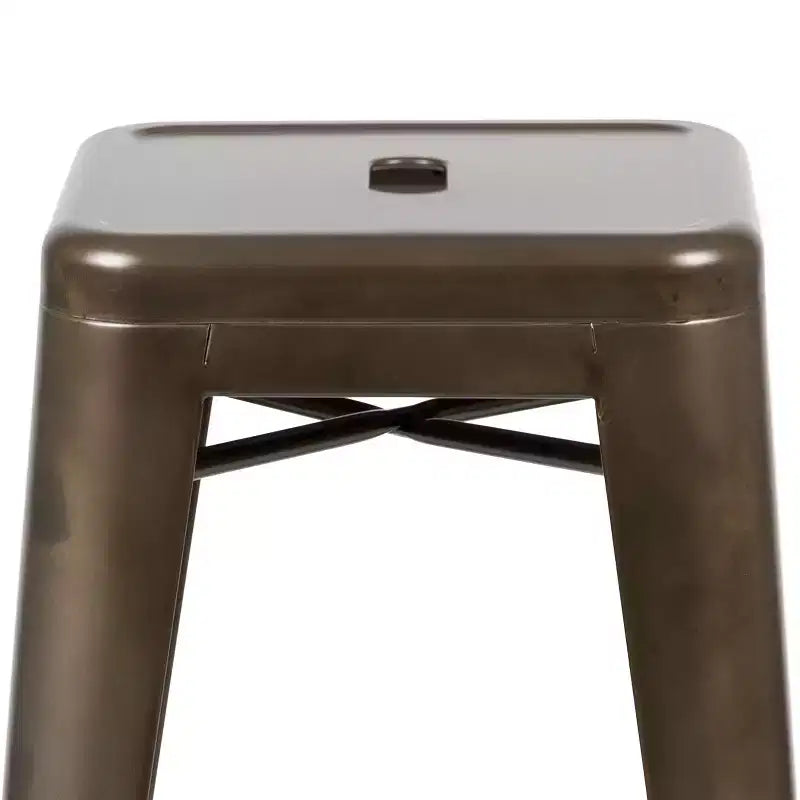 30" Metal Bar Stool, Backless, Stackable, Set of 4 – Seat 12"W x 12"D, 440 lb Capacity