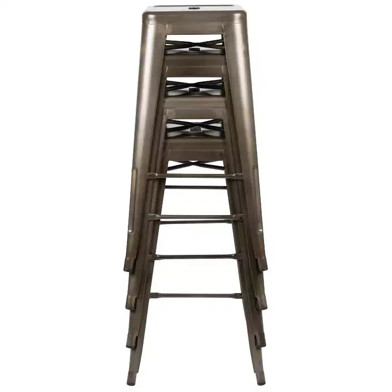 30" Metal Bar Stool, Backless, Stackable, Set of 4 – Seat 12"W x 12"D, 440 lb Capacity