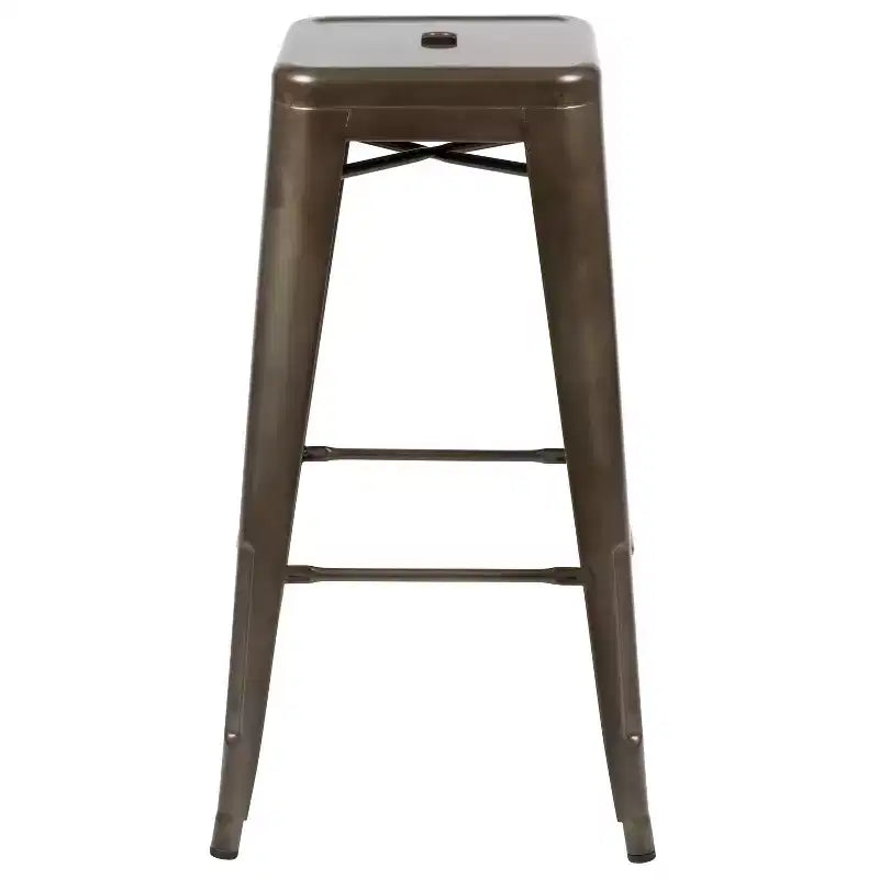30" Metal Bar Stool, Backless, Stackable, Set of 4 – Seat 12"W x 12"D, 440 lb Capacity