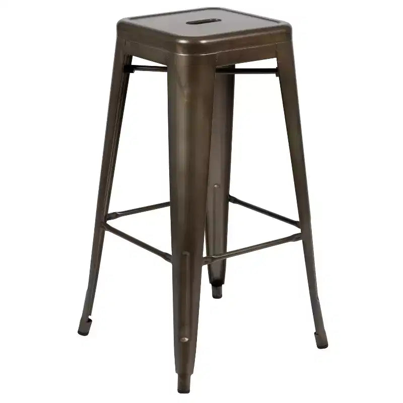 30" Metal Bar Stool, Backless, Stackable, Set of 4 – Seat 12"W x 12"D, 440 lb Capacity