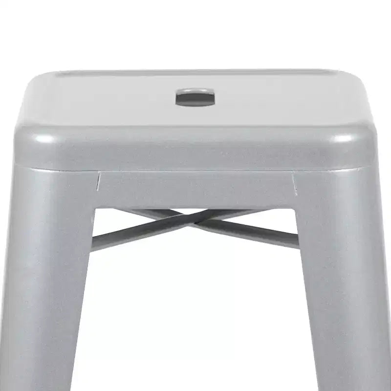 30" Metal Bar Stool, Backless, Stackable, Set of 4 – Seat 12"W x 12"D, 440 lb Capacity