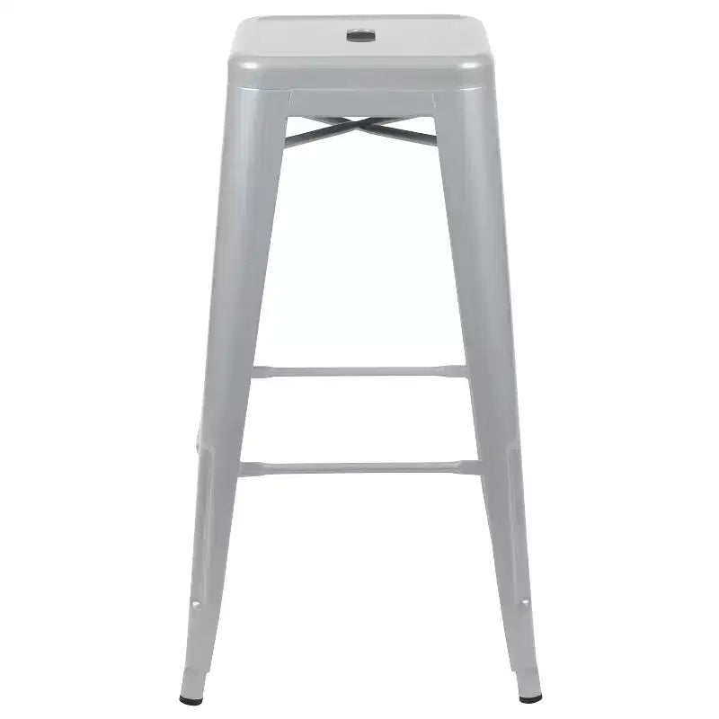 30" Metal Bar Stool, Backless, Stackable, Set of 4 – Seat 12"W x 12"D, 440 lb Capacity