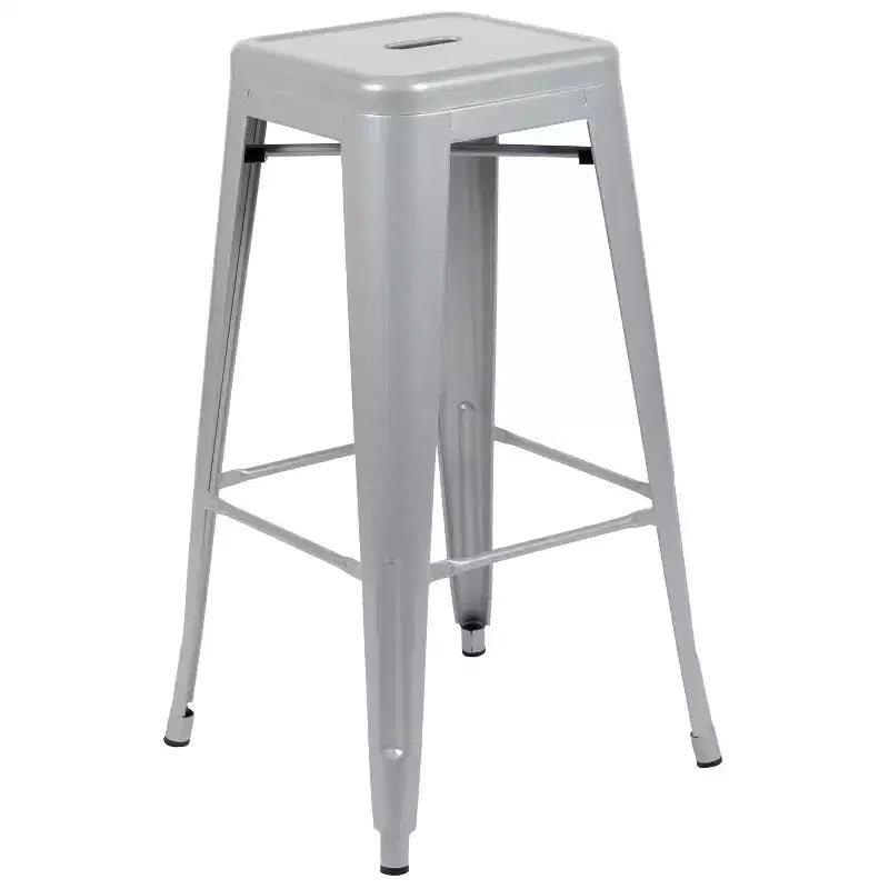 30" Metal Bar Stool, Backless, Stackable, Set of 4 – Seat 12"W x 12"D, 440 lb Capacity