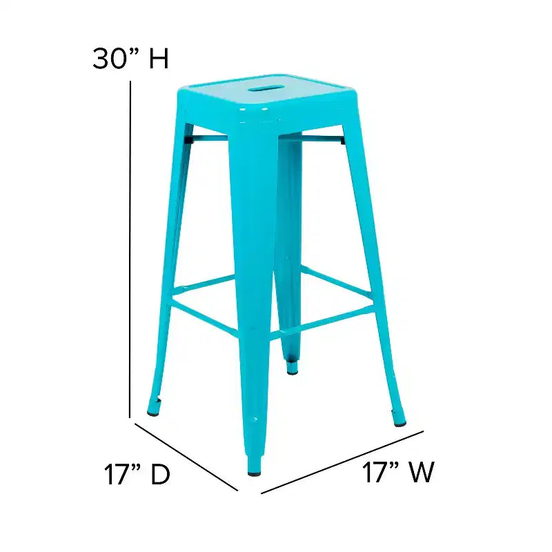 30" Metal Bar Stool, Backless, Stackable, Set of 4 – Seat 12"W x 12"D, 440 lb Capacity