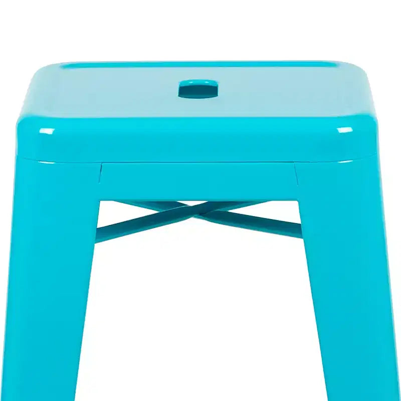 30" Metal Bar Stool, Backless, Stackable, Set of 4 – Seat 12"W x 12"D, 440 lb Capacity