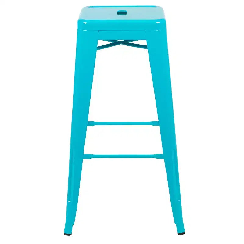 30" Metal Bar Stool, Backless, Stackable, Set of 4 – Seat 12"W x 12"D, 440 lb Capacity