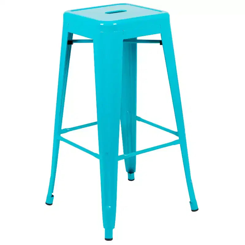 30" Metal Bar Stool, Backless, Stackable, Set of 4 – Seat 12"W x 12"D, 440 lb Capacity