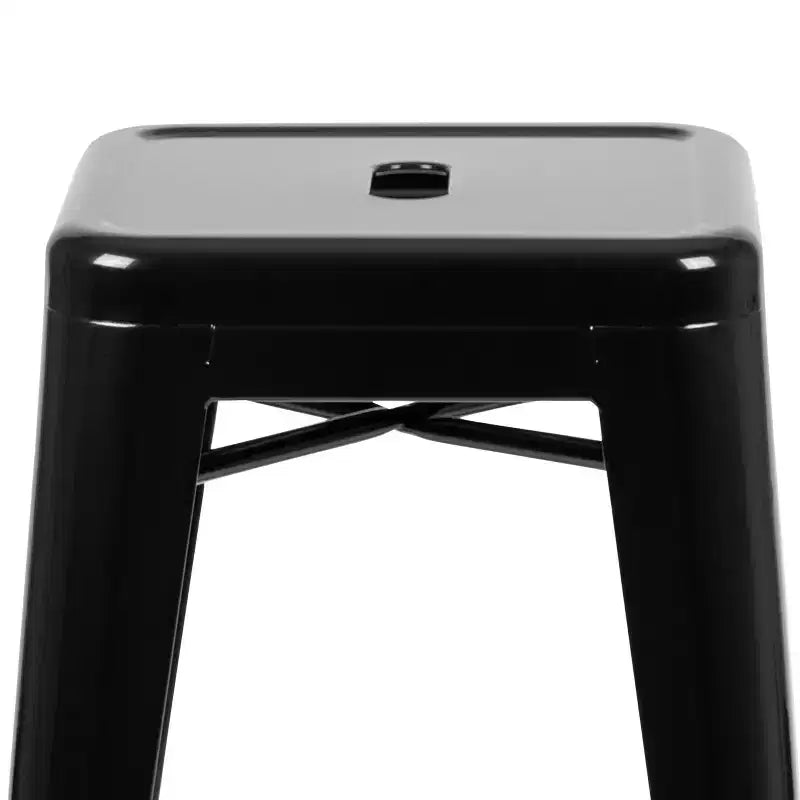 30" Metal Bar Stool, Backless, Stackable, Set of 4 – Seat 12"W x 12"D, 440 lb Capacity
