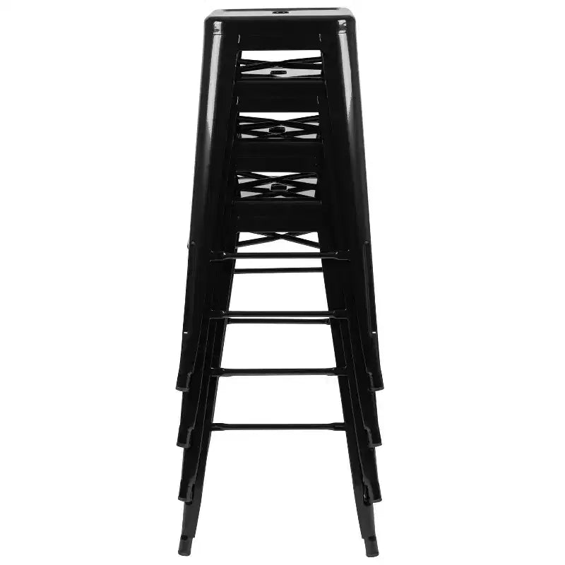 30" Metal Bar Stool, Backless, Stackable, Set of 4 – Seat 12"W x 12"D, 440 lb Capacity