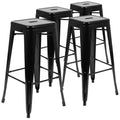 30" Metal Bar Stool, Backless, Stackable, Set of 4 – Seat 12"W x 12"D, 440 lb Capacity