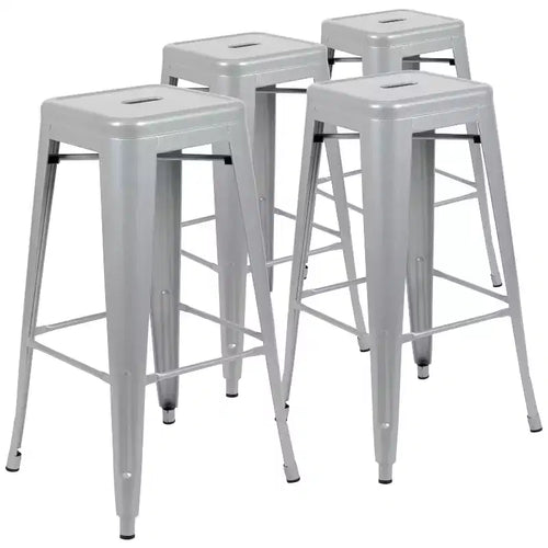 Emma and Oliver 4 Pack 30 High Metal Indoor Bar Stool - Stackable Stool