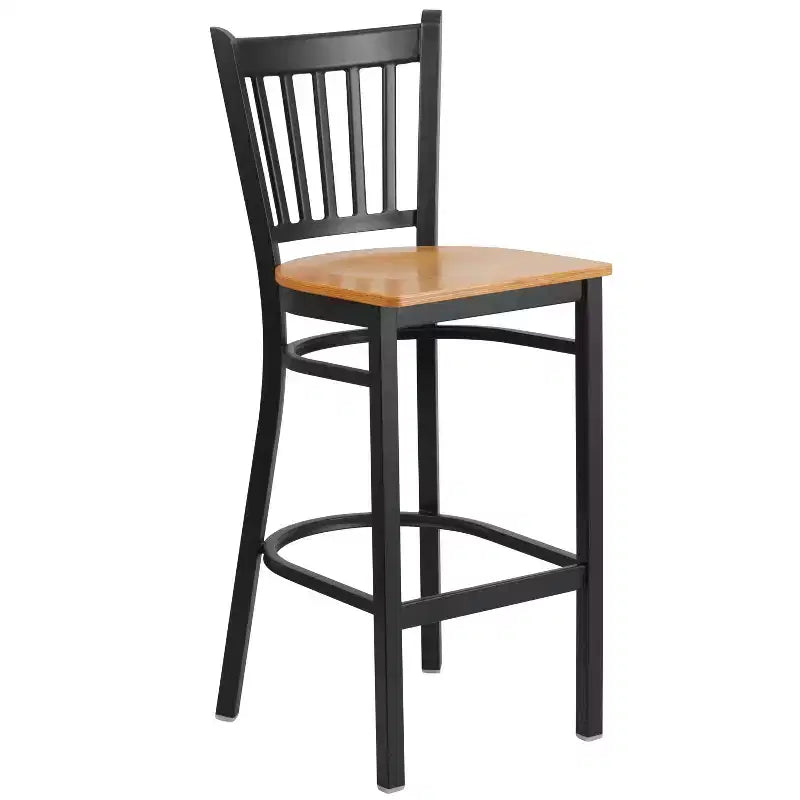 Emma and Oliver Black Vertical Back Metal Restaurant Dining Barstool