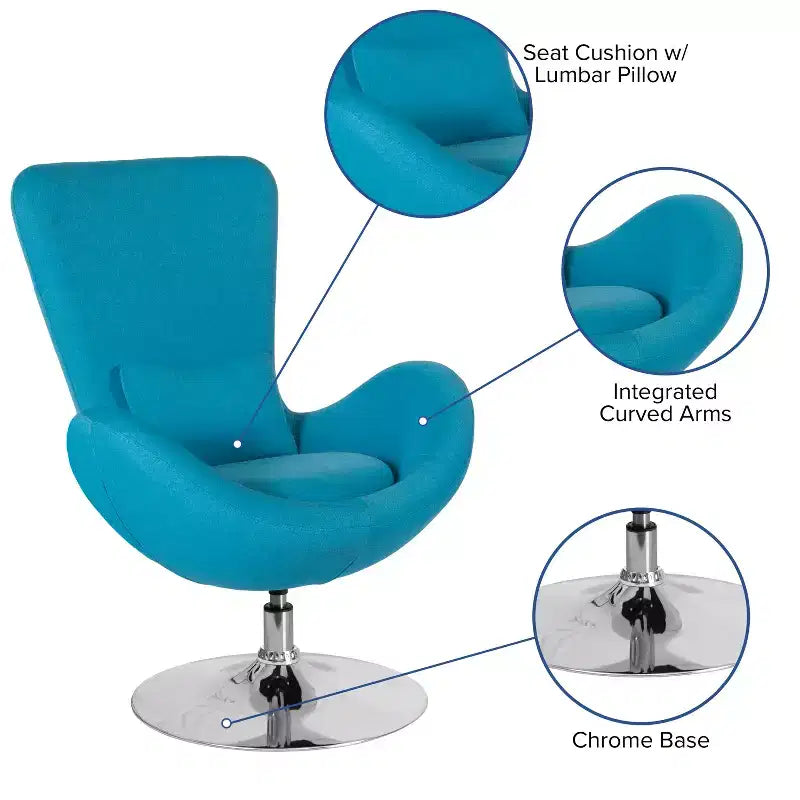 Swiveling Reception Chair with Lumbar Pillow, Upholstered, Seat 17"W x 20"D x 18"H, Holds up to 250 lbs