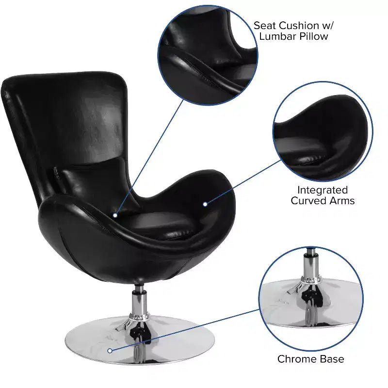 Swiveling Reception Chair with Lumbar Pillow, Upholstered, Seat 17"W x 20"D x 18"H, Holds up to 250 lbs