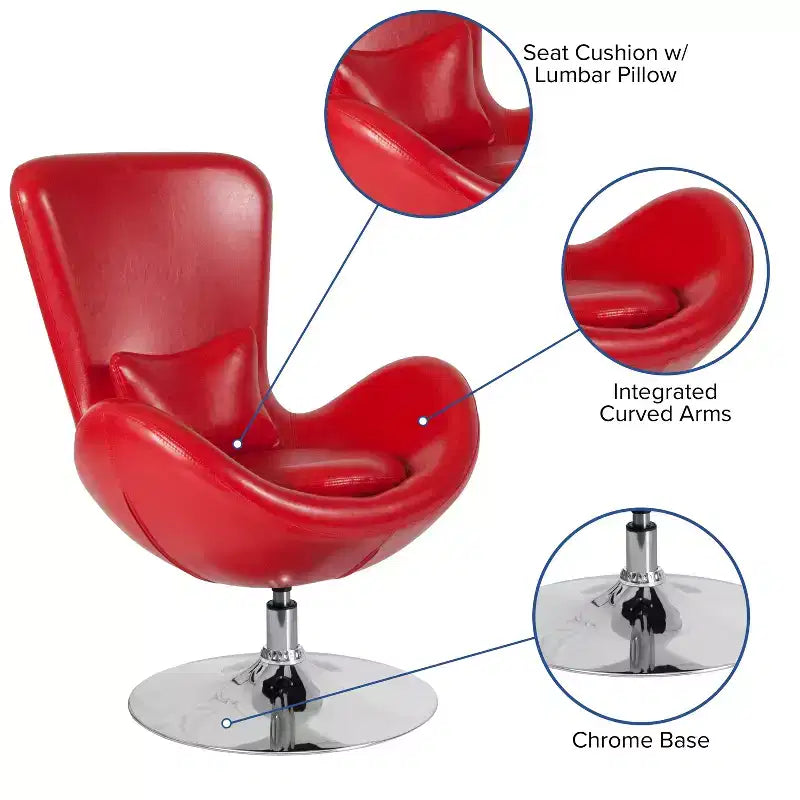 Swiveling Reception Chair with Lumbar Pillow, Upholstered, Seat 17"W x 20"D x 18"H, Holds up to 250 lbs