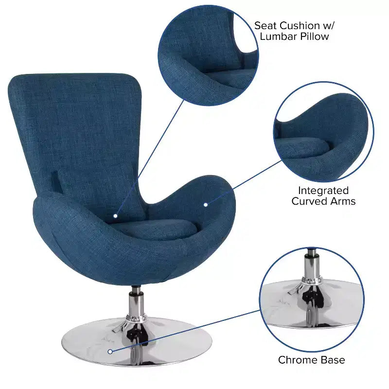 Swiveling Reception Chair with Lumbar Pillow, Upholstered, Seat 17"W x 20"D x 18"H, Holds up to 250 lbs