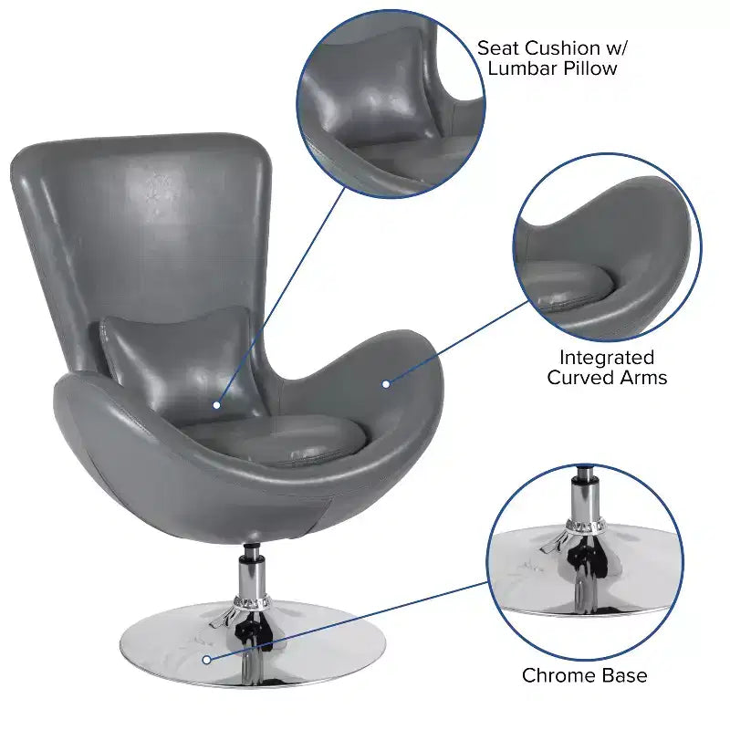 Swiveling Reception Chair with Lumbar Pillow, Upholstered, Seat 17"W x 20"D x 18"H, Holds up to 250 lbs