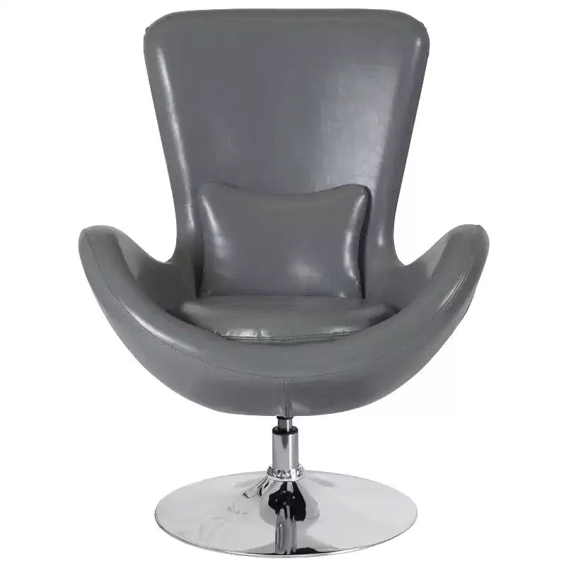 Swiveling Reception Chair with Lumbar Pillow, Upholstered, Seat 17"W x 20"D x 18"H, Holds up to 250 lbs