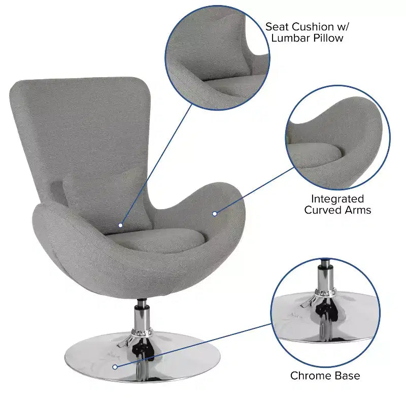 Swiveling Reception Chair with Lumbar Pillow, Upholstered, Seat 17"W x 20"D x 18"H, Holds up to 250 lbs