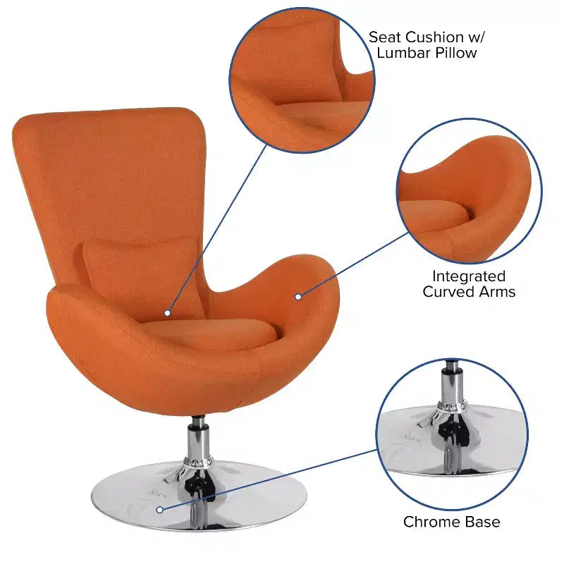 Swiveling Reception Chair with Lumbar Pillow, Upholstered, Seat 17"W x 20"D x 18"H, Holds up to 250 lbs