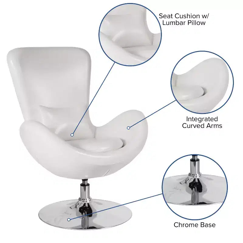 Swiveling Reception Chair with Lumbar Pillow, Upholstered, Seat 17"W x 20"D x 18"H, Holds up to 250 lbs