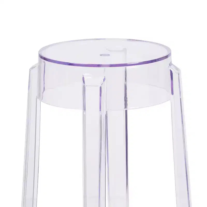 Transparent Counter Height Stool, Polycarbonate, Stackable, 13"W x 13"D x 25.75"H, Holds up to 700 lbs