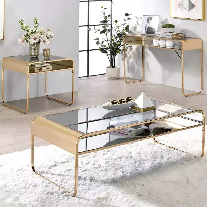 Square End Table with Tempered Glass Top and Open Shelf, Steel Frame, 24"W x 24"D x 24"H, Holds up to 50 lbs