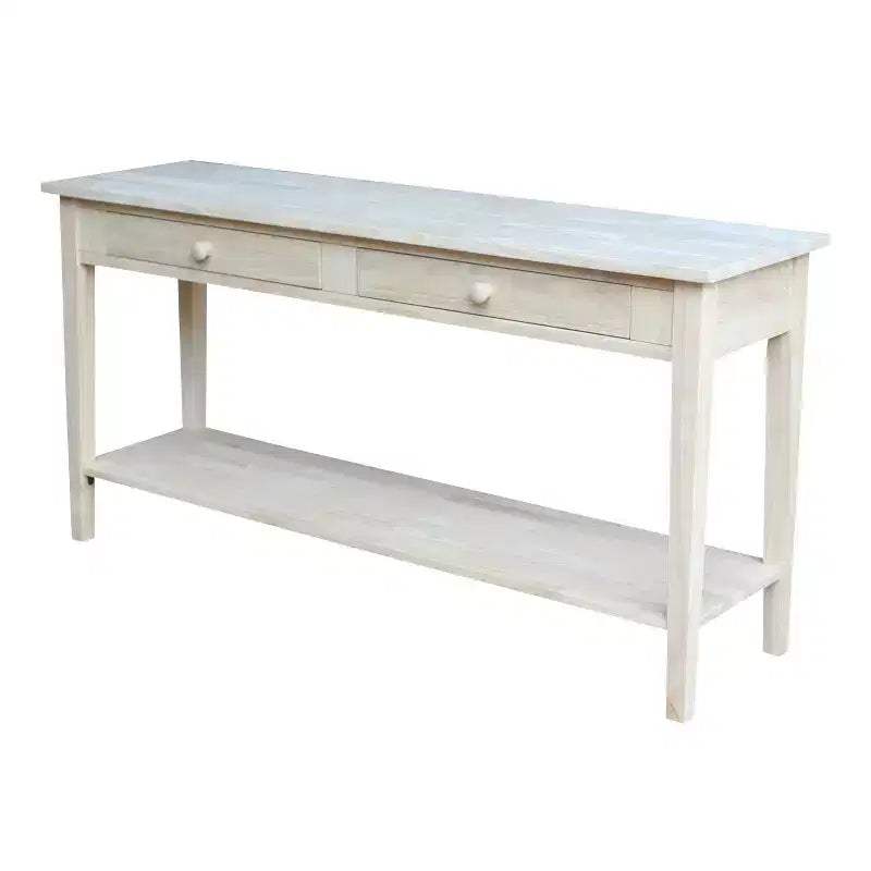 Console Server Table with 2 Drawers and Lower Shelf, Hardwood Frame, 60"W x 17"D x 30"H