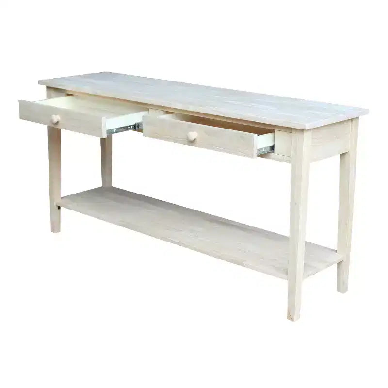 Console Server Table with 2 Drawers and Lower Shelf, Hardwood Frame, 60"W x 17"D x 30"H