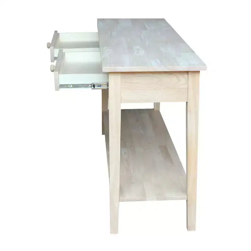 Console Server Table with 2 Drawers and Lower Shelf, Hardwood Frame, 60"W x 17"D x 30"H