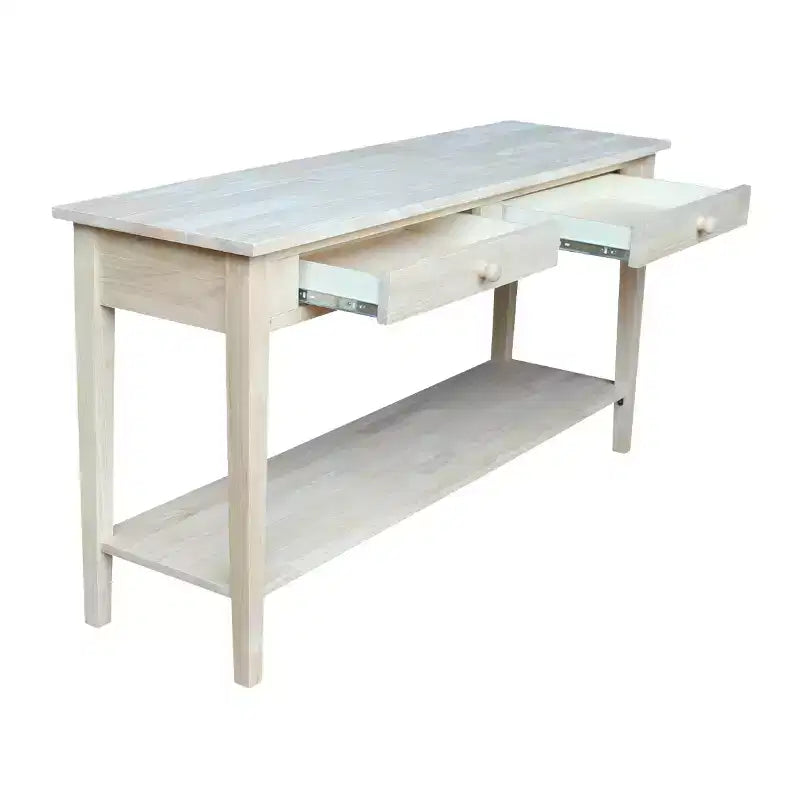 Console Server Table with 2 Drawers and Lower Shelf, Hardwood Frame, 60"W x 17"D x 30"H