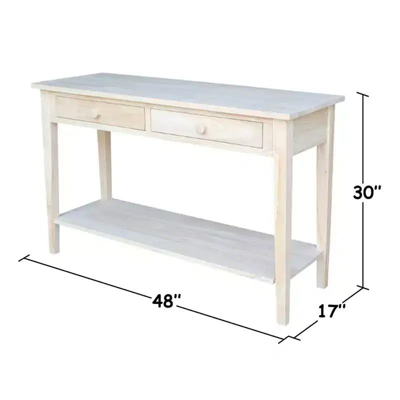 Console Server Table with 2 Drawers and Lower Shelf, Hardwood Frame, 60"W x 17"D x 30"H