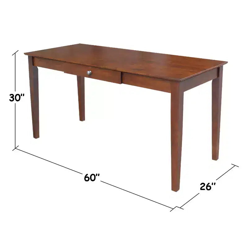 Writing Desk with 1 Drawer, Hardwood Frame, 60"W x 26"D x 30"H, Holds up to 100 lbs