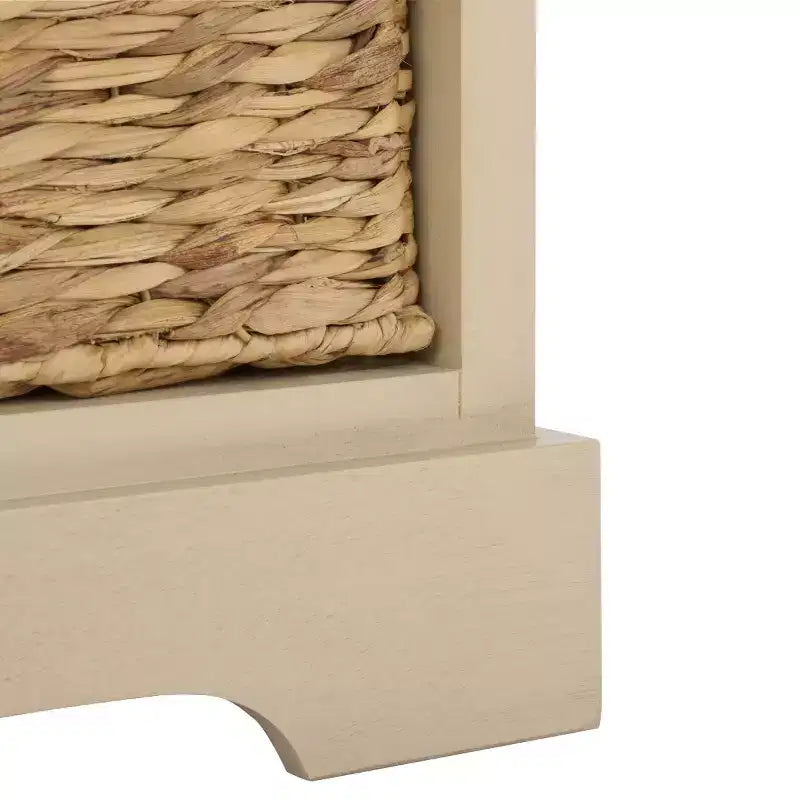 3-Drawer Storage Bench with Wicker Baskets, 42.1"W x 15.4"D x 19.7"H, 175 lbs Capacity