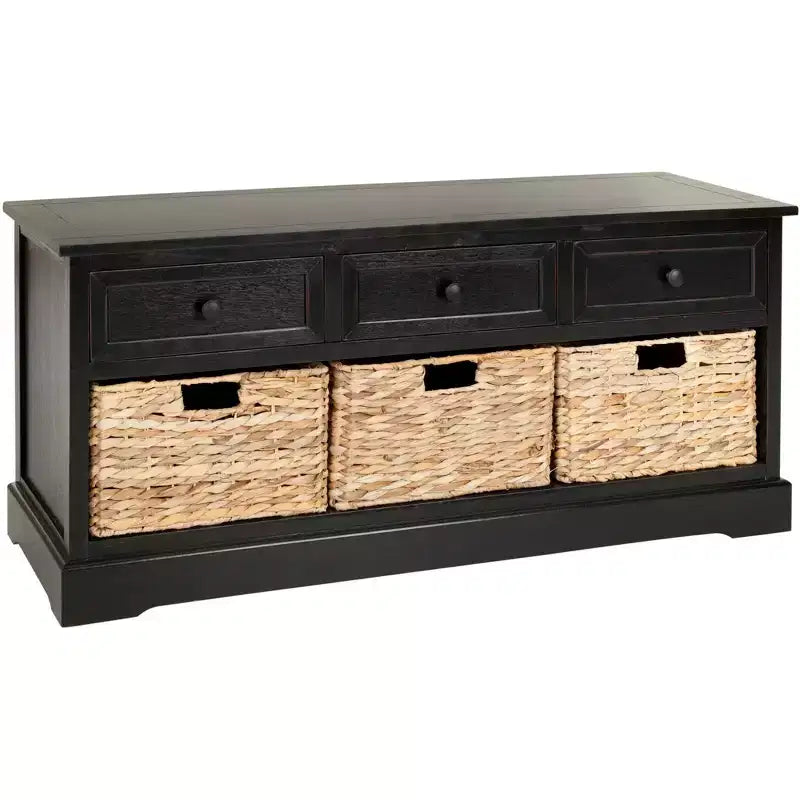 3-Drawer Storage Bench with Wicker Baskets, 42.1"W x 15.4"D x 19.7"H, 175 lbs Capacity