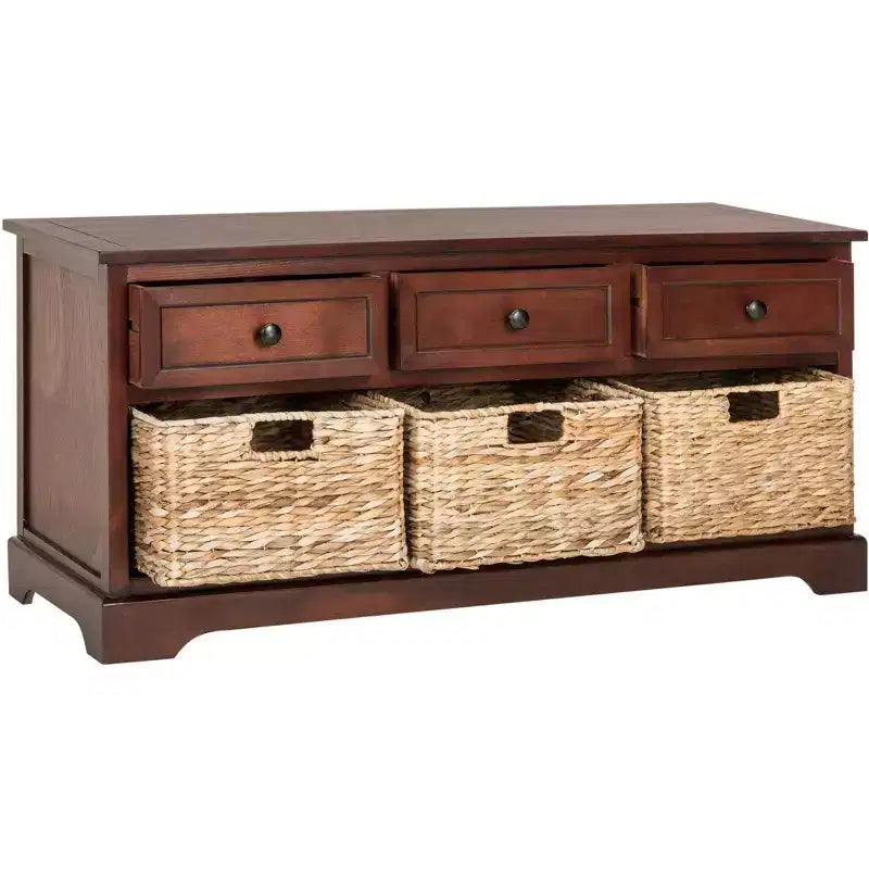 3-Drawer Storage Bench with Wicker Baskets, 42.1"W x 15.4"D x 19.7"H, 175 lbs Capacity