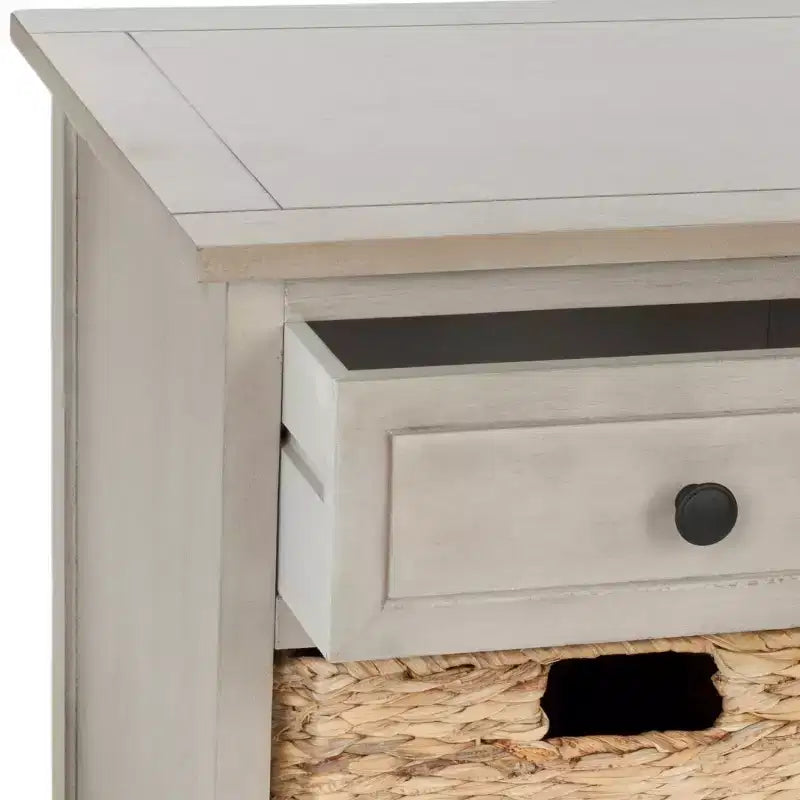 3-Drawer Storage Bench with Wicker Baskets, 42.1"W x 15.4"D x 19.7"H, 175 lbs Capacity