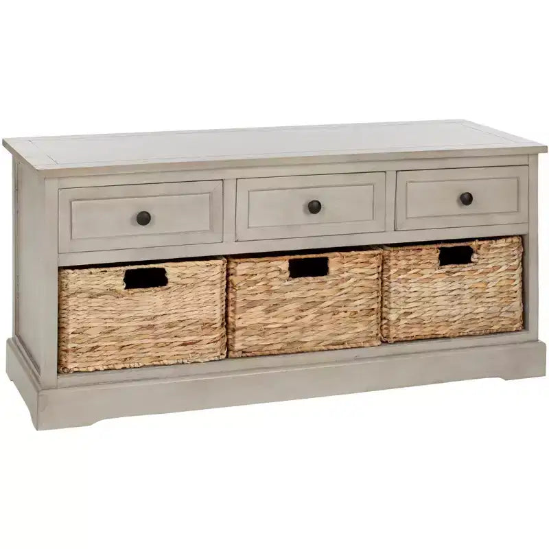 3-Drawer Storage Bench with Wicker Baskets, 42.1"W x 15.4"D x 19.7"H, 175 lbs Capacity