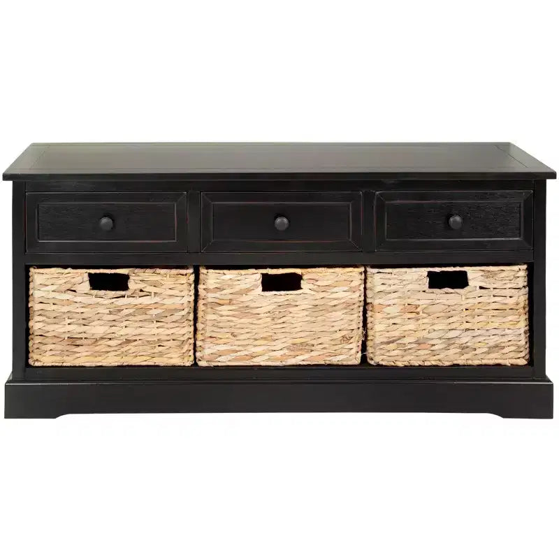 3-Drawer Storage Bench with Wicker Baskets, 42.1"W x 15.4"D x 19.7"H, 175 lbs Capacity