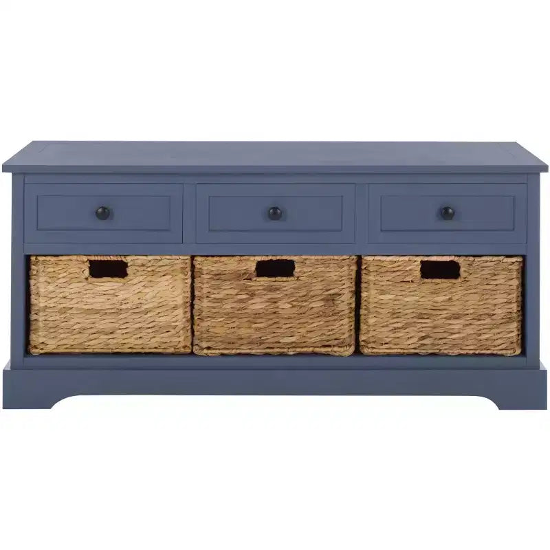 3-Drawer Storage Bench with Wicker Baskets, 42.1"W x 15.4"D x 19.7"H, 175 lbs Capacity