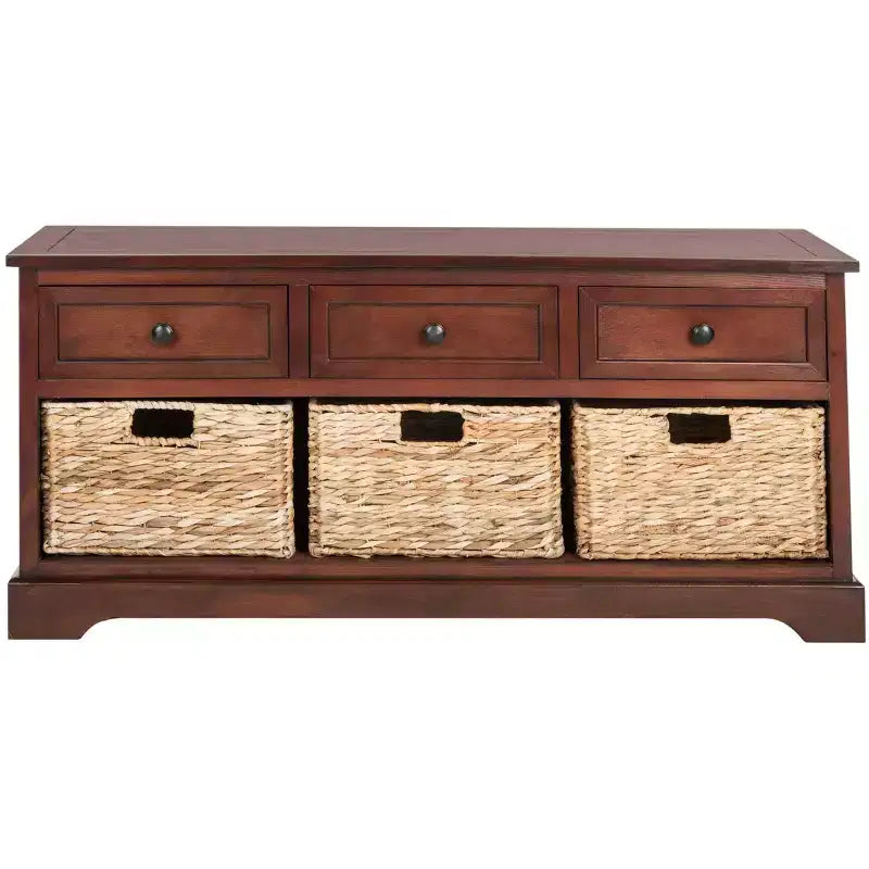 3-Drawer Storage Bench with Wicker Baskets, 42.1"W x 15.4"D x 19.7"H, 175 lbs Capacity