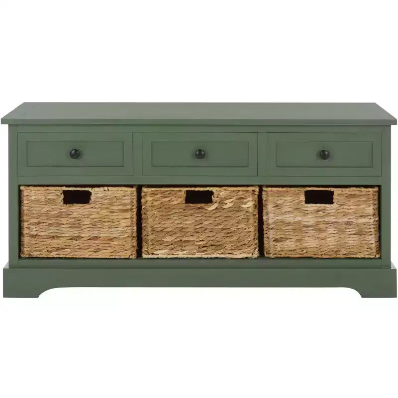 3-Drawer Storage Bench with Wicker Baskets, 42.1"W x 15.4"D x 19.7"H, 175 lbs Capacity