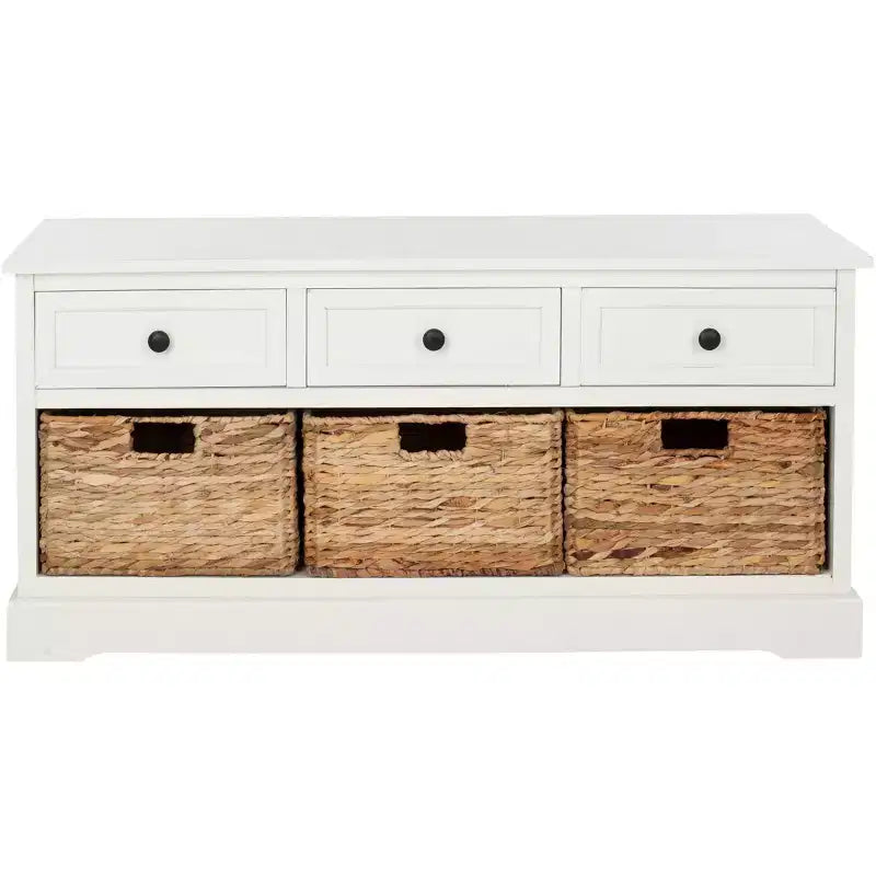 3-Drawer Storage Bench with Wicker Baskets, 42.1"W x 15.4"D x 19.7"H, 175 lbs Capacity