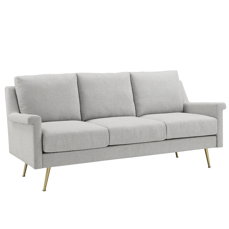 Divano Cade in tessuto grigio con gambe in metallo dorato di iNSPIRE Q Modern