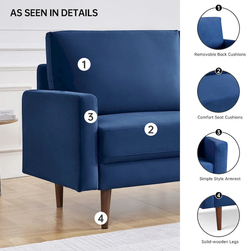 Divano imbottito OS Home and Office Furniture largo 175 cm con braccioli quadrati